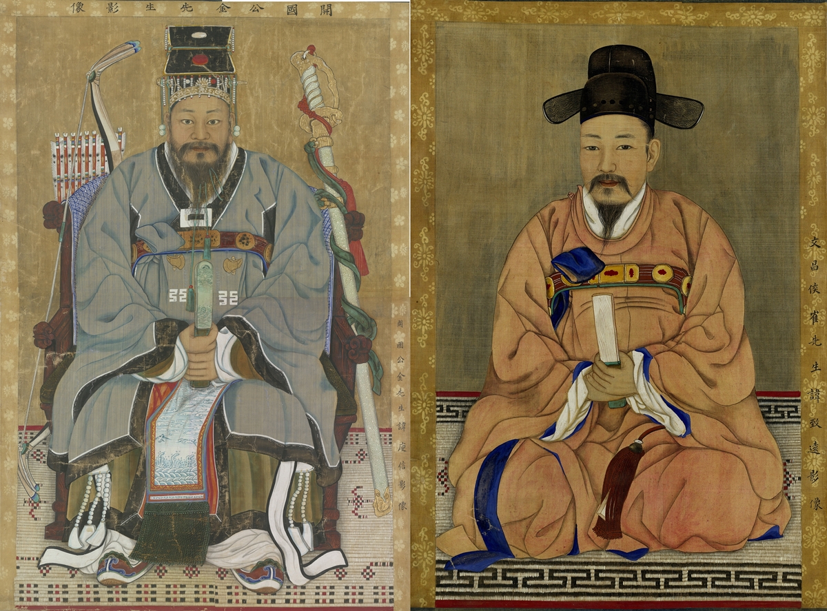 남악서원이 진주시에 기탁한 김유신(오른쪽), 최치원(왼쪽) 초상
