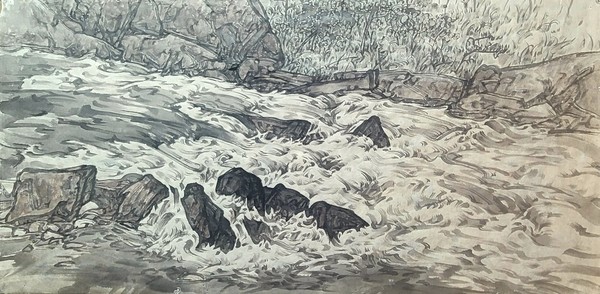 지리산서 피어난 한국화의 결실..지리산을 닮은 연규현 한국화가, “지리산 일기” 전시..장마철 협곡을 굽이치며 흐르는 엄천강의 격정적인 물살, 봄철 생기를 머금은 잔잔한 흐름까지 작가는 동양화에서 드문 사실적 묘법으로 표현한다.